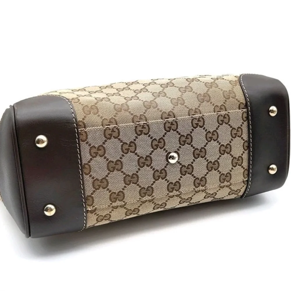 Dbl Authentic Certified Gucci Beige and Dark Brown Tote